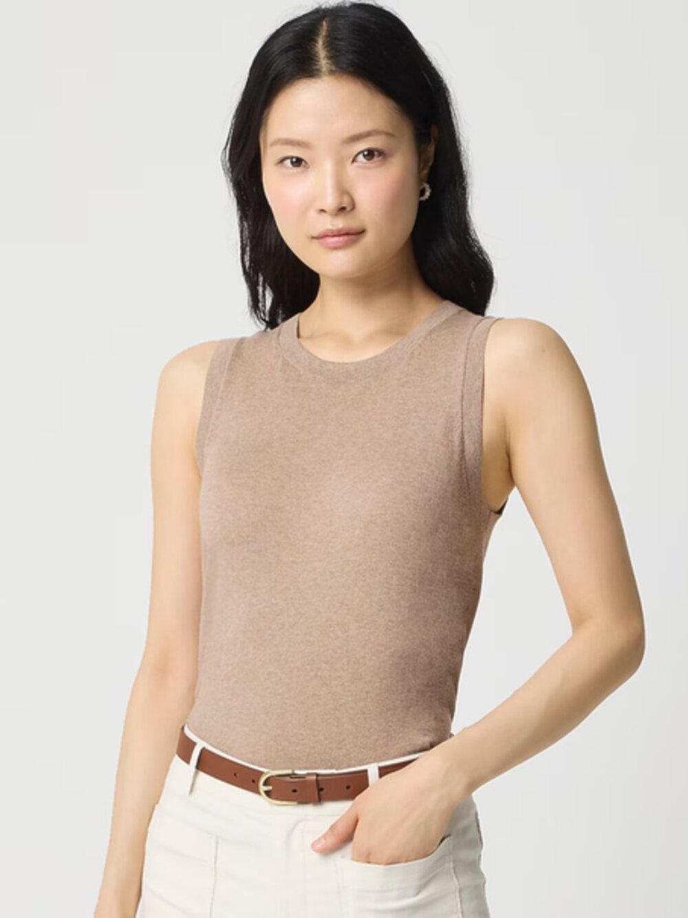 J.Crew Factory Sweater Shell Heather Mushroom 100% Cotton Size M